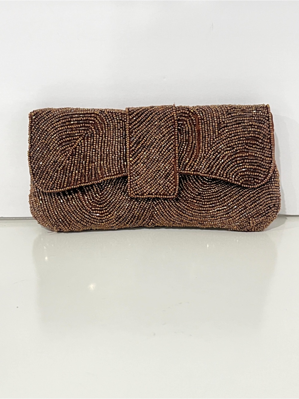 VINTAGE JESSICA MCCLINTOCK BRONZE Beaded Evening Clutch FORMAL PURSE